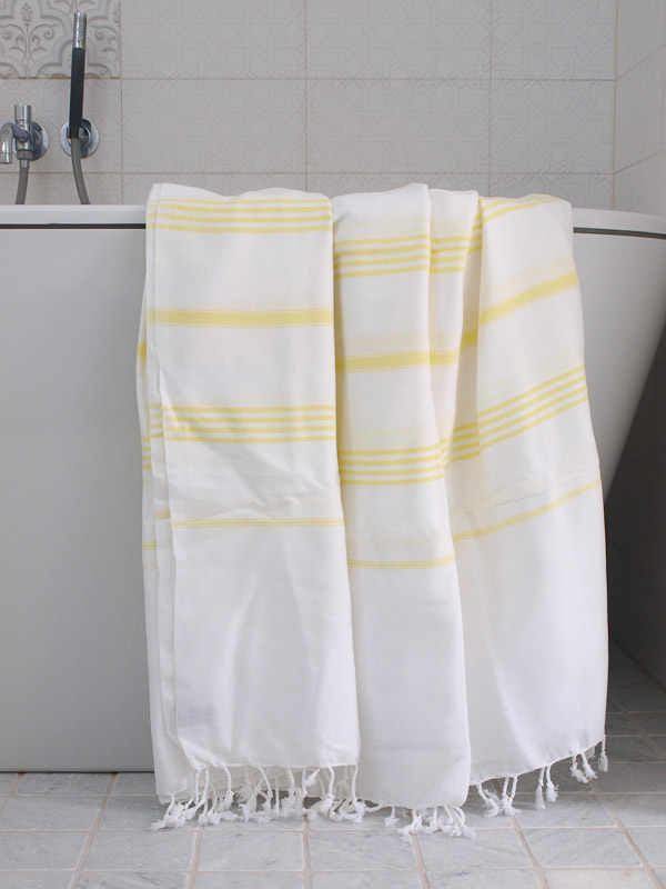 hammam towel white/lemon yellow